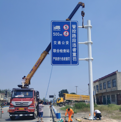 驻马店双悬臂标志杆、交通标志杆制作、门架立柱加工厂家